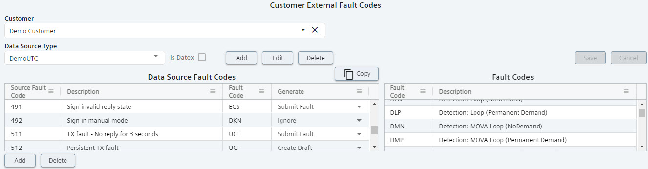 Admin Ext Fault Codes