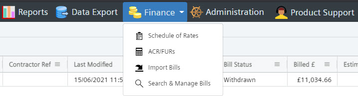 Finance Menu