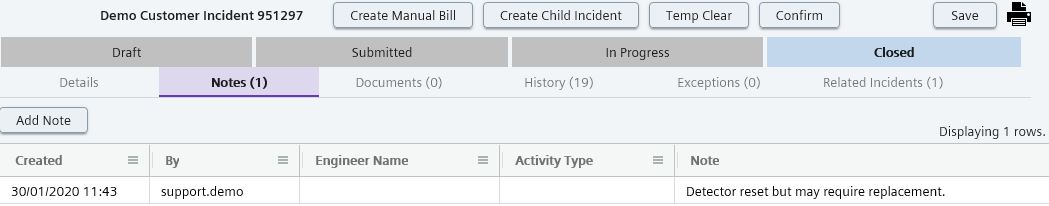 Incident Notes