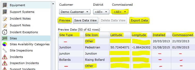 Site Data Export