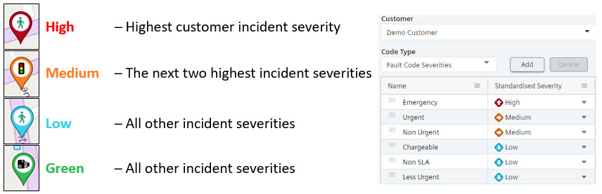 Standardised Severities Map Pin Icon Colours