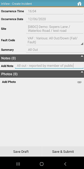 InView App - Create Incident