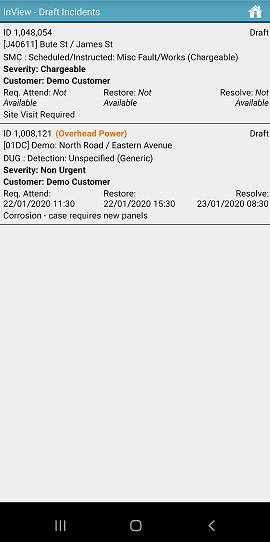 InView App - Draft Incidents