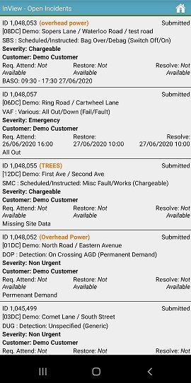 InView App - Open Incidents