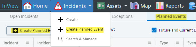 Planned Event Create Buttons