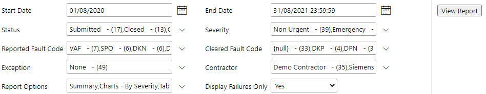 Reports Attend and Resolve - Parameters